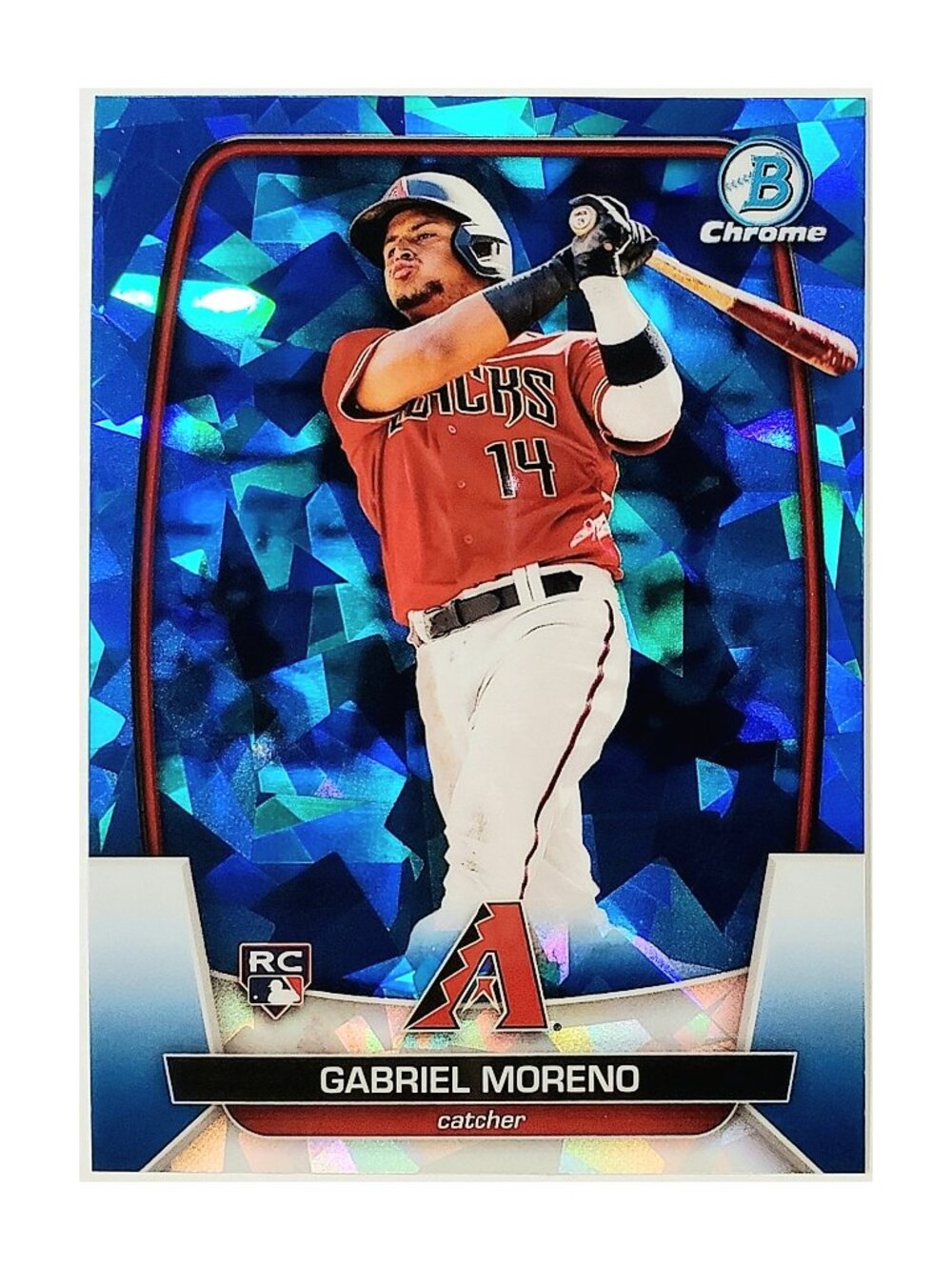 GABRIEL MORENO ROOKIE SAPPHIRE REFRACTOR 2023 BOWMAN CHROME #59, ARIZONA DBACKS